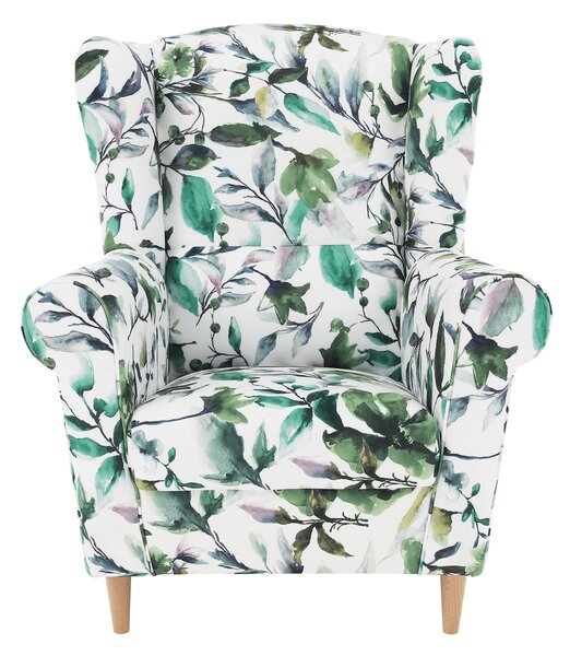 KONDELA Fotoliu, material textil model frunze verzi, CHARLOT