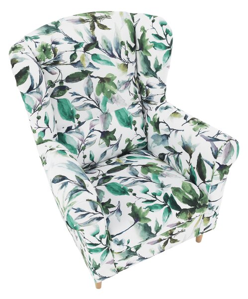 KONDELA Fotoliu, material textil model frunze verzi, CHARLOT