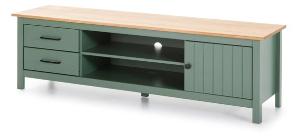 Masă TV verde/în culoare naturală din lemn masiv de pin 158x47 cm Miranda – Marckeric