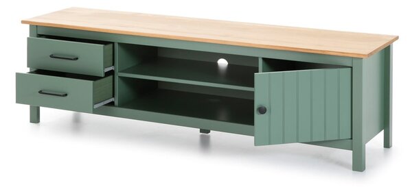 Masă TV verde/în culoare naturală din lemn masiv de pin 158x47 cm Miranda – Marckeric