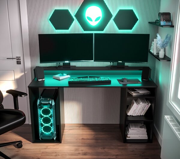 Masă PC pentru gaming Garrick 1 (negru) (cu iluminat LED RGB). 1064134