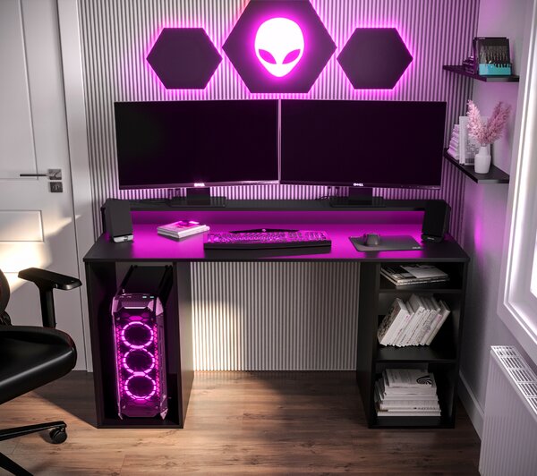 Masă PC pentru gaming Garrick 1 (negru) (cu iluminat LED RGB). 1064134