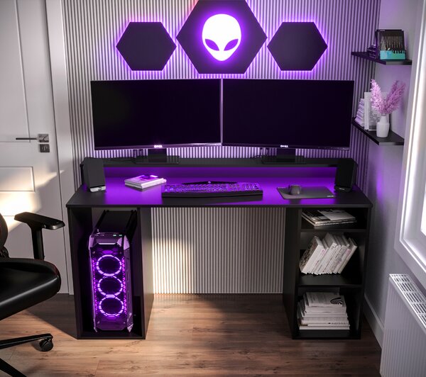 Masă PC pentru gaming Garrick 1 (negru) (cu iluminat LED RGB). 1064134