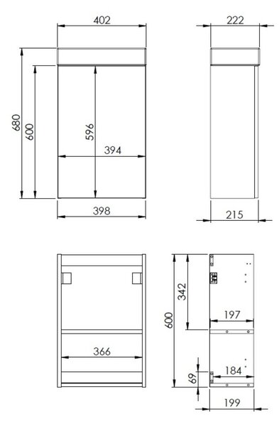 Elita Young Basic lavoar cu dulap 40.2 cm negru RE168996007160