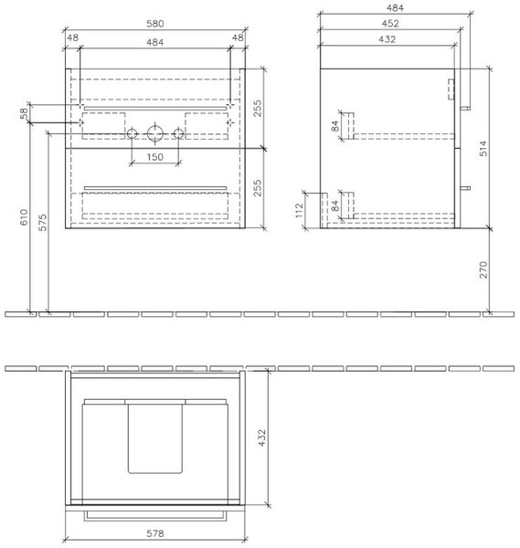 Villeroy & Boch Avento dulap 58x45.2x51.4 cm sub chiuveta pe perete stejar A88900RH