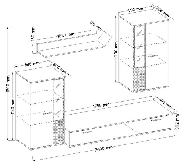 Mobilier living Saul (Stejar lefkas) (fără iluminat). 1033057