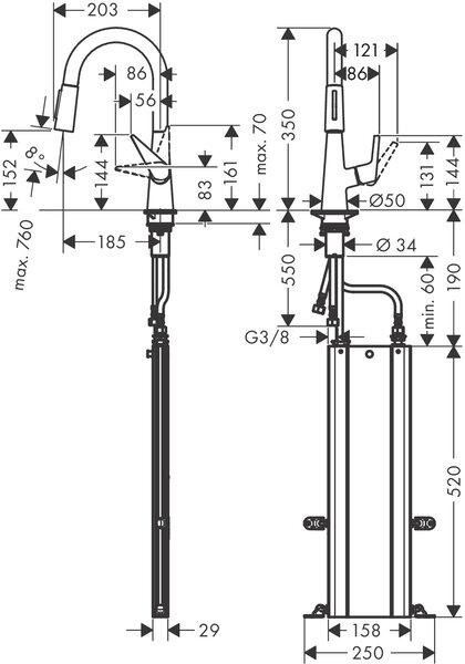 Hansgrohe Talis Select M51 baterie bucătărie pe picior oţel inoxidabil 73850800