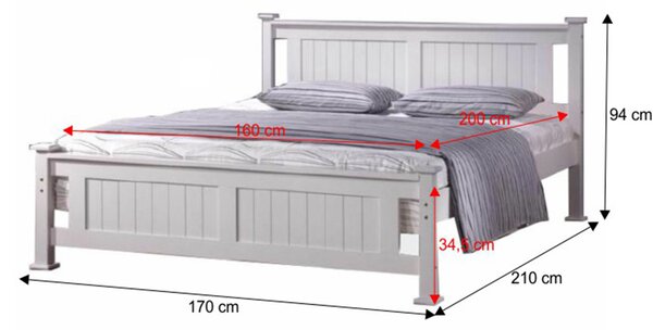 Pat Lucas New lemn de pin/alb, 160/200 cm