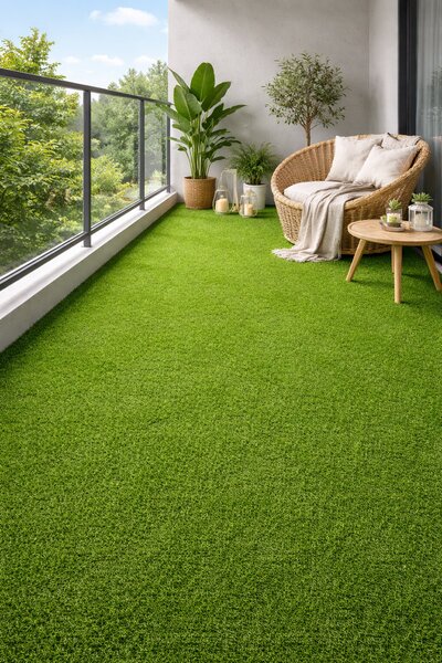 Covor Gazon Iarba Artificiala, Gradinita Loc de Joaca Terasa Curte, Model Leisure Inaltime fir 15 mm, Verde Verde, Dreptunghi, 200 x 200