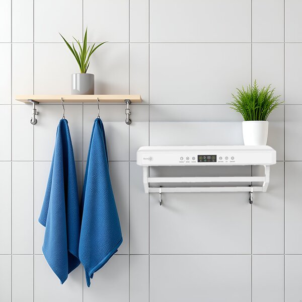 Uscator prosop baie sau bucatarie cu sterilizator UV, pe perete, 60 cm, 450W, ElectricSun PREMIUM alb