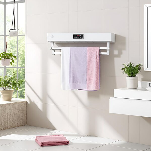 Uscator prosop baie sau bucatarie cu sterilizator UV, pe perete, 60 cm, 450W, ElectricSun Standard alb