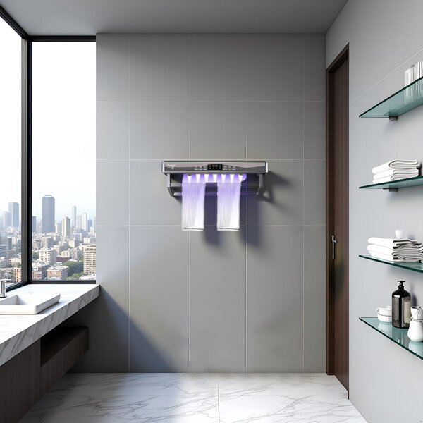 Uscător de prosop baie sau bucatarie cu sterilizator UV, pe perete, 60 cm, 450W, ElectricSun PREMIUM Gri