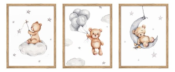 Tablouri pentru copii 3 buc. 30x40 cm Teddy Bear