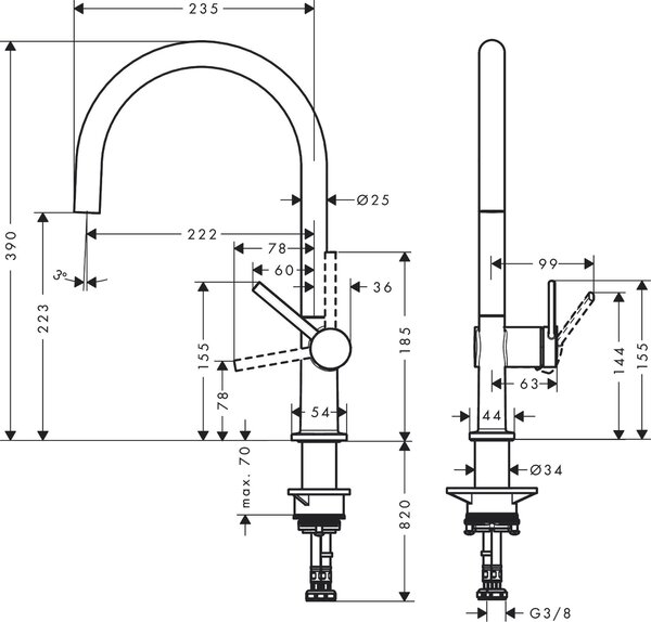Hansgrohe Talis M54 baterie bucătărie pe picior crom 72804000