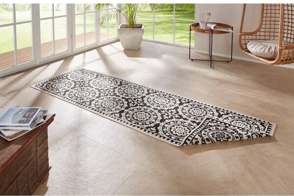 Covor adecvat pentru exterior NORTHRUGS Jardin, 80 x 250 cm, negru-crem