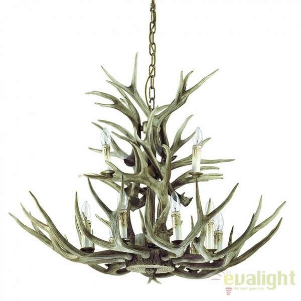 Candelabru rustic cu brate in forma de coarne de cerb, fabricat manual, CHALET SP12 113975