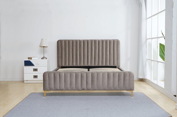 KONDELA Pat, gri maro Taupe/gold crom auriu mat, 140x200, KAISA