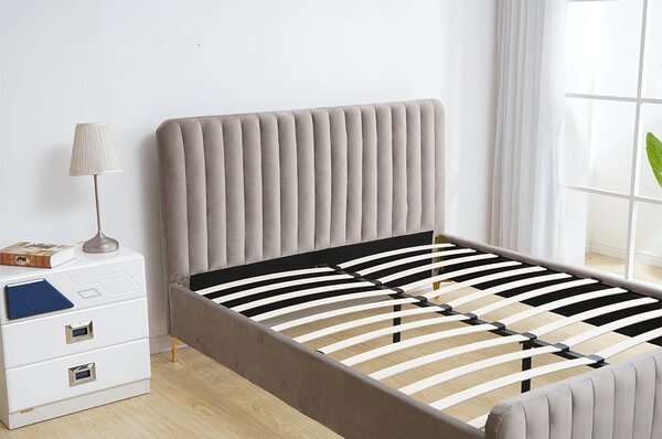 KONDELA Pat, gri maro Taupe/gold crom auriu mat, 140x200, KAISA