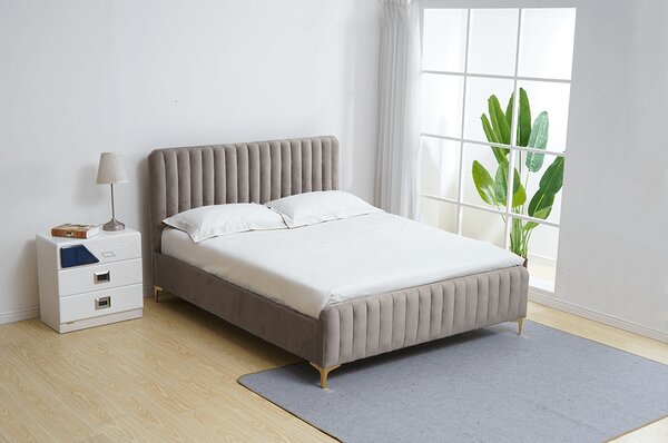 KONDELA Pat, gri maro Taupe/gold crom auriu mat, 140x200, KAISA