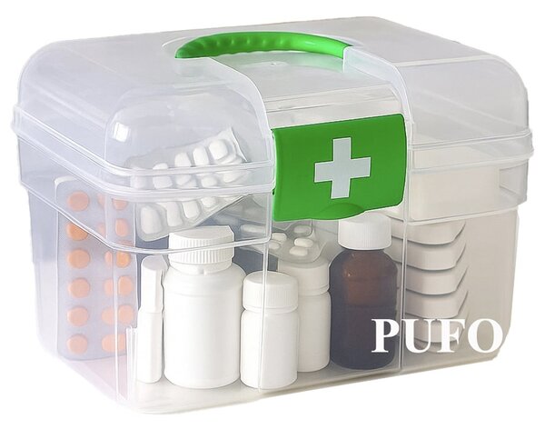 Cutie organizator depozitare si pastrare medicamente, Pufo Medicine, 21 x 14 cm- depozitare si pastrare sigura