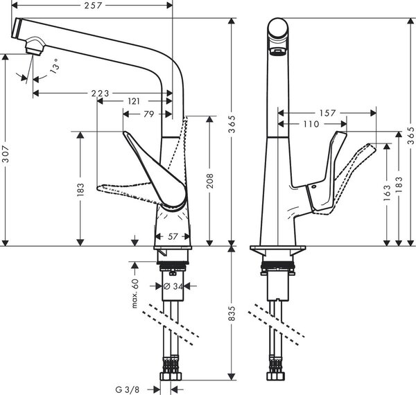 Hansgrohe Metris Select M71 baterie bucătărie pe picior crom 14883000