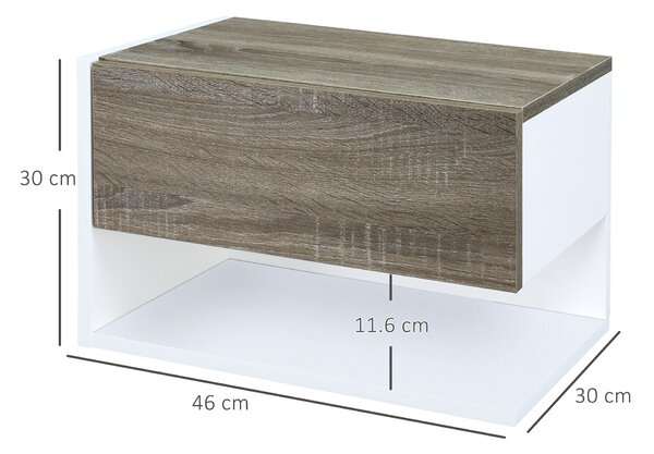 HOMCOM Set 2 Noptiere Suspendate, Dulapuri de Dormitor cu Design Modern, Spațiu de Depozitare, 35x32x22.5cm, Stejar și Negru | Aosom Romania