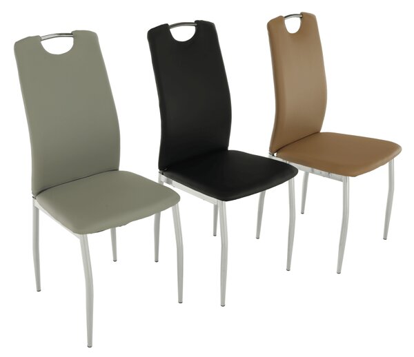 KONDELA Scaun dining, piele ecologică bej/crom, ERVINA