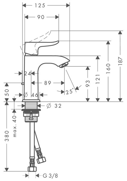 Hansgrohe Metris baterie lavoar stativ crom 31088000