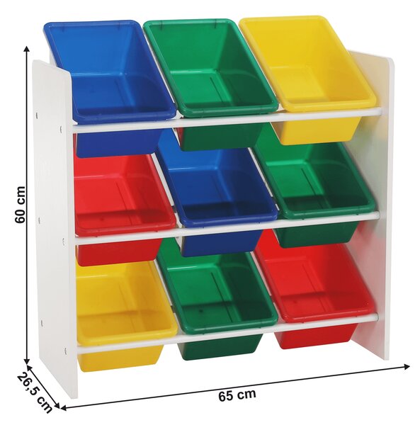 KONDELA Organizator de jucării, multicolor / alb, KIDO TYPE 2