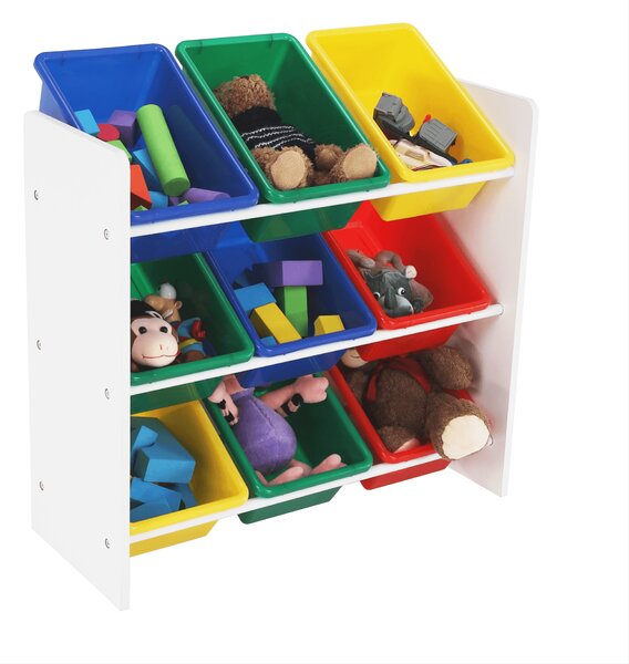 KONDELA Organizator de jucării, multicolor / alb, KIDO TYPE 2