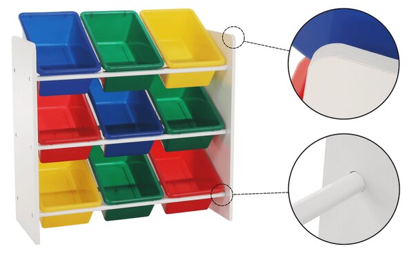 KONDELA Organizator de jucării, multicolor / alb, KIDO TYPE 2