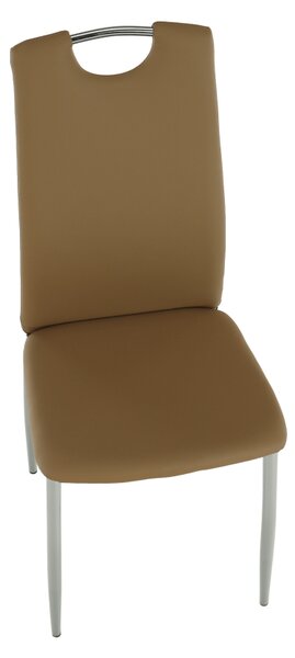 KONDELA Scaun dining, piele ecologică bej/crom, ERVINA