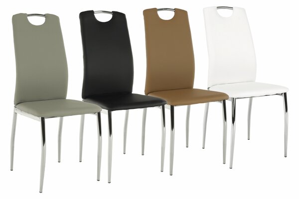 KONDELA Scaun dining, piele ecologică bej/crom, ERVINA