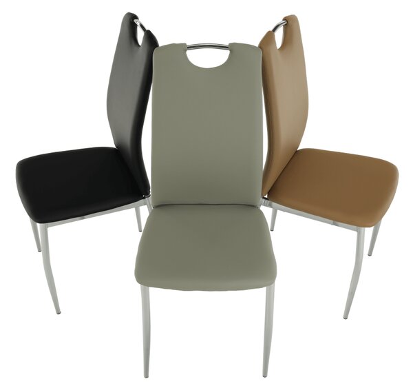 KONDELA Scaun dining, piele ecologică bej/crom, ERVINA