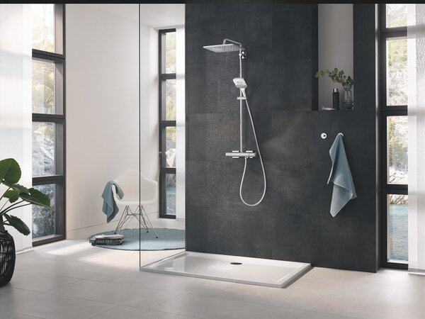 Grohe Rainshower set de duș perete cu termostat cu duș de ploaie StarLight Chrome 26647000