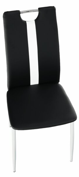 KONDELA Scaun, negru / alb, piele ecologică / crom, SIGNA