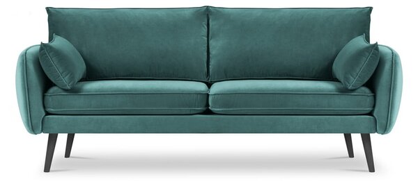Canapea cu tapițerie din catifea Kooko Home Lento, 198 cm, albastru petrol