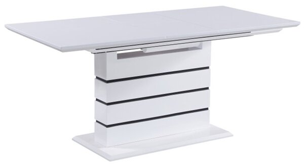 KONDELA Masă extensibilă de bucătărie, alb strălucitor HG, 140-180x90 cm, MEDAN