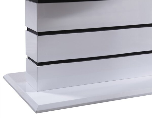 KONDELA Masă extensibilă de bucătărie, alb strălucitor HG, 140-180x90 cm, MEDAN