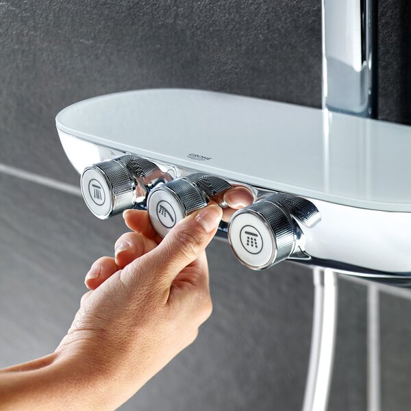 Grohe Rainshower set de duș perete cu termostat cu duș de ploaie StarLight Chrome 26361000