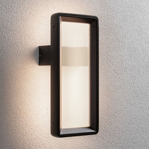 Paulmann LED senzor de lumină perete în aer liber Reana, antracit IP44, Negru, Metal, Modern