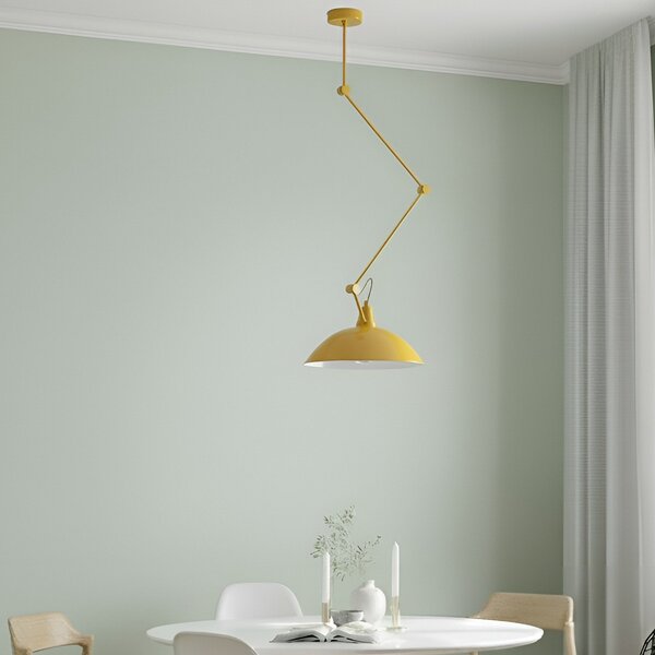 ALDEX Lampă suspendată Melos, galbenă, Ø 36 cm, metal, reglabil, Galben, Camera de zi / sufragerie, Metal, Scandinavă
