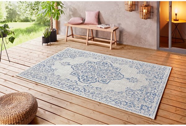 Covor de exterior NORTHRUGS Tilos, 120 x 170 cm, albastru - crem