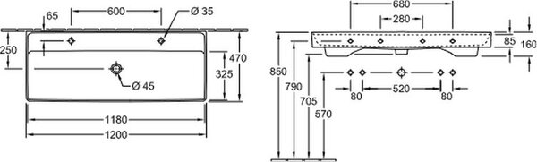 Villeroy & Boch Collaro lavoar 120x47 cm dreptunghiular mobilier alb luciu 4A33C4R1