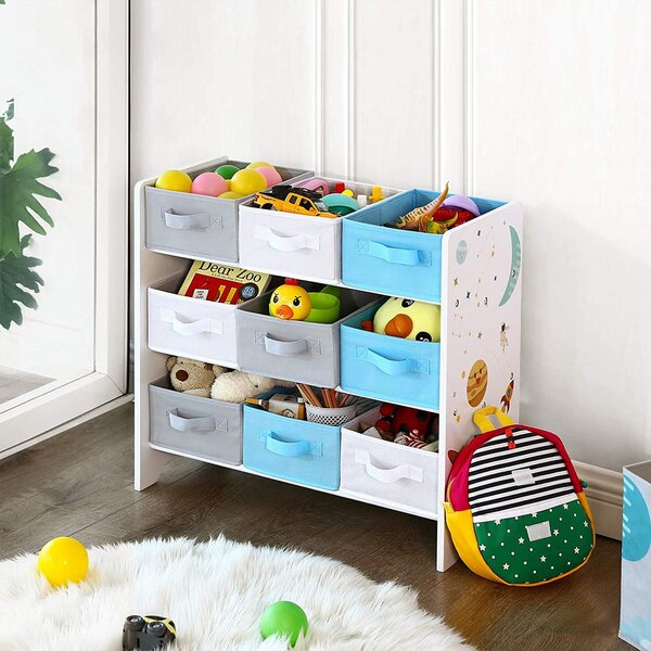 Raft organizator pentru jucarii multicolor 9 cutii textil 62.5 x 29.5 х 60 cm
