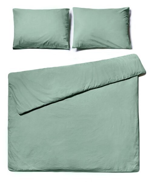 Lenjerie pentru pat dublu din bumbac stonewashed Bonami Selection, 200 x 220 cm, verde mentă