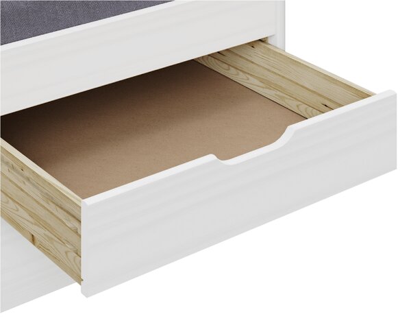 KONDELA Pat cu pat suplimentar extensibil, alb, lemn masiv, 90x200, MARINELLA NEW