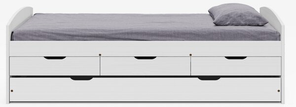 KONDELA Pat cu pat suplimentar extensibil, alb, lemn masiv, 90x200, MARINELLA NEW