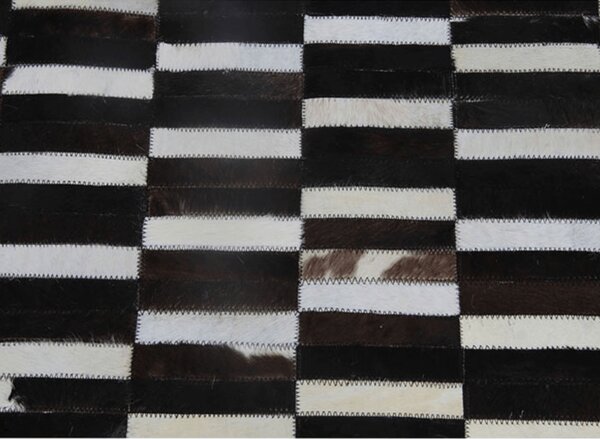 KONDELA Covor de lux din piele, maro/negru/alb, patchwork, 120x180, PIELE DE VITĂ TIP 6