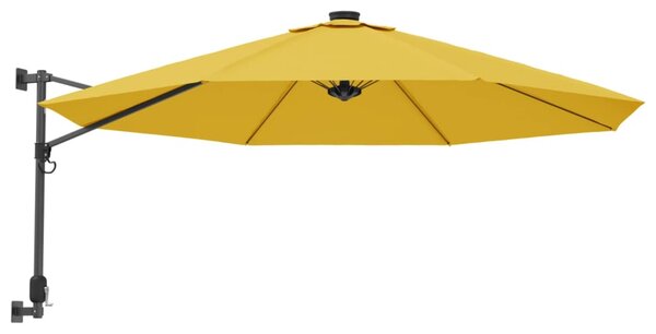 Umbrelă de soare montată pe perete, galben, 290 cm